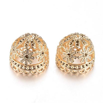 Сплав бусинки крышка горный хрусталь настройки, кисточка крышка под залог, без кадмия и без свинца, полукруглые / купольные