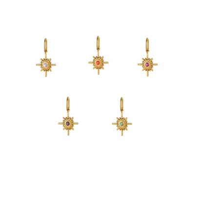 304 кубический стальные подвески из нержавеющей диоксида циркония, звезды прелести, ионное покрытие (ip), с целью перехода в кольце, реальный 14 k позолоченный