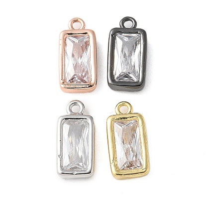 Латунные микро проложить кубического циркония подвески, прямоугольные, стойки покрытие, долговечный