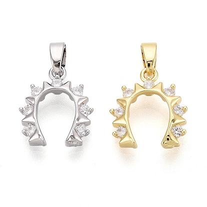 Латунные микропаве прозрачные подвески с фианитом, подковы прелести