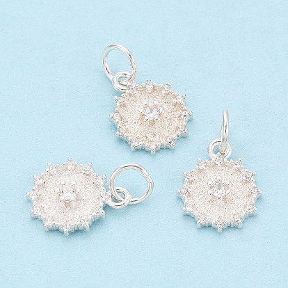 925 подвески-цветы из стерлингового серебра с микропаве из прозрачных кубических цирконий, с печатью 925