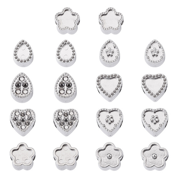 18 шт. 9 стили 304 европейские оправы из нержавеющей стали со стразами, цвет нержавеющей стали