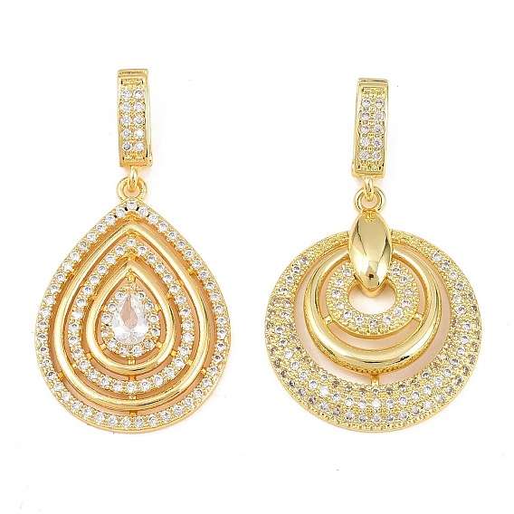 Латунные микропаве прозрачные подвески с фианитом, золотые