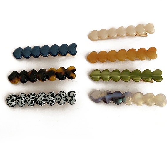 Заколки из кожи аллигатора из ацетата целлюлозы (смола), заколки для волос с челкой без следов, сердце