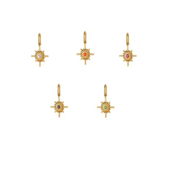 304 кубический стальные подвески из нержавеющей диоксида циркония, звезды прелести, ионное покрытие (ip), с целью перехода в кольце, реальный 14 k позолоченный