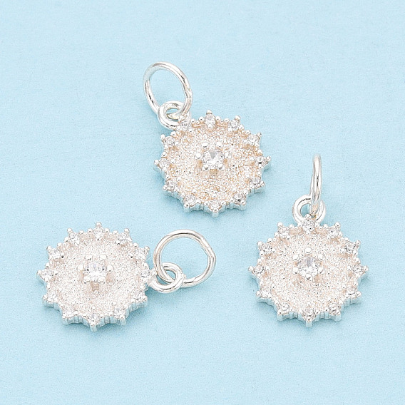 925 подвески-цветы из стерлингового серебра с микропаве из прозрачных кубических цирконий, с печатью 925