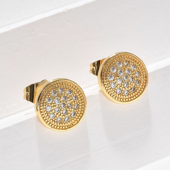 Серьги-гвоздики из латунного микро-паве, долговечный, реальный 18 k позолоченный