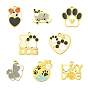 8 шт. 8 стили 304 эмалевые подвески из нержавеющей стали, ионное покрытие (ip), золотые, отпечаток лапы и собака