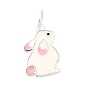 925 подвески в виде кролика из стерлингового серебра с розовой и белой эмалью, с прыгающими кольцами и 925 штампом