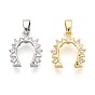 Латунные микропаве прозрачные подвески с фианитом, подковы прелести
