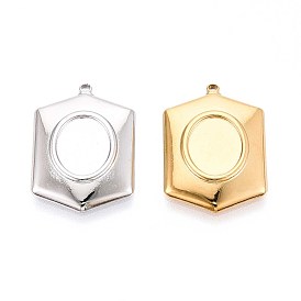 304 Настройки кабошон из нержавеющей стали кулон, ионное покрытие (ip), шестиугольник