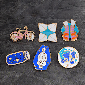 Charming Cartoon Bike Pin Set for World Travelers and Dreamers