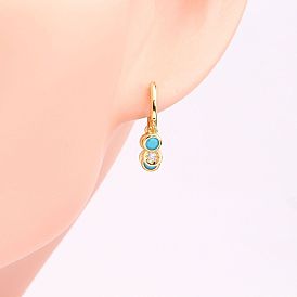 925 Sterling Silver Colorful Stone Earrings with Gold Beads and Pendant