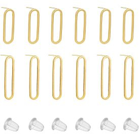 12шт. 2 латунные овальные серьги-гвоздики с 925 серебряными штифтами для женщин