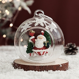 Decoración de exhibición de vidrio con tema navideño, linda campana para decoración de escritorio de oficina en casa