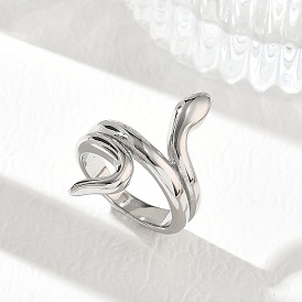 304 Stainless Steel Finger Rings, Snake, Long-Lasting Plated