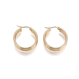 304 Stainless Steel Hoop Earrings, Hypoallergenic Earrings, Textured Ring