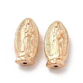 Alloy Beads, Oval with Virgin Mary Pattern