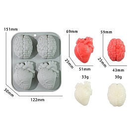 DIY Fondant Silicone Molds, for Canke Making, For Halloween, Heart & Brain