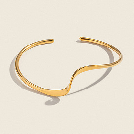 Минималистичные волнообразные браслеты-манжеты из нержавеющей стали для женщин