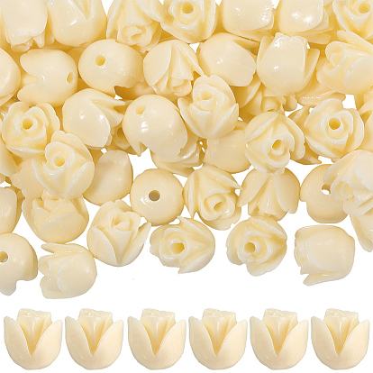 100шт. резные бусины из синтетического коралла, окрашенные, роза