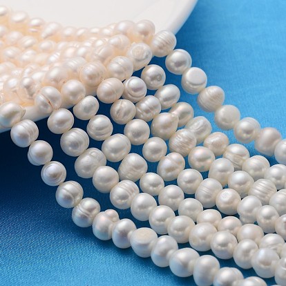 Grade A Natural Cultured Freshwater Pearl Beads Strands, Polished, Potato, Natural Color