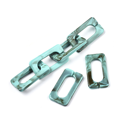 Acrylic Linking Rings, Quick Link Connectors, for Cross Chains Making, Imitation Gemstone Style, Rectangle