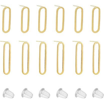 12шт. 2 латунные овальные серьги-гвоздики с 925 серебряными штифтами для женщин