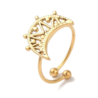 Chapado de iones (ip) 304 anillos de puño abiertos de luna hueca de acero inoxidable para mujeres