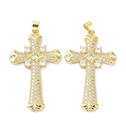 Латунные микро проложить кубический цирконий подвеска, долговечный, крестик, без свинца и без кадмия