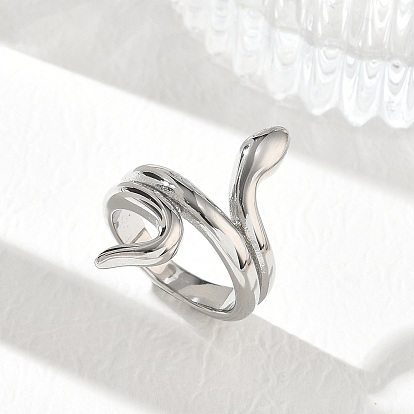 304 Stainless Steel Finger Rings, Snake, Long-Lasting Plated