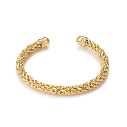 Classic Rack Plating Brass Cuff Bangle, Long-Lasting Plated Mesh Chains Bangles, Cadmium Free & Lead Free