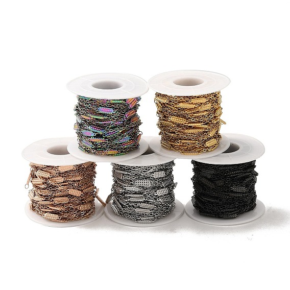 304 цепи прямоугольные звенья нержавеющие, с катушкой, пайки, ионное покрытие (ip)