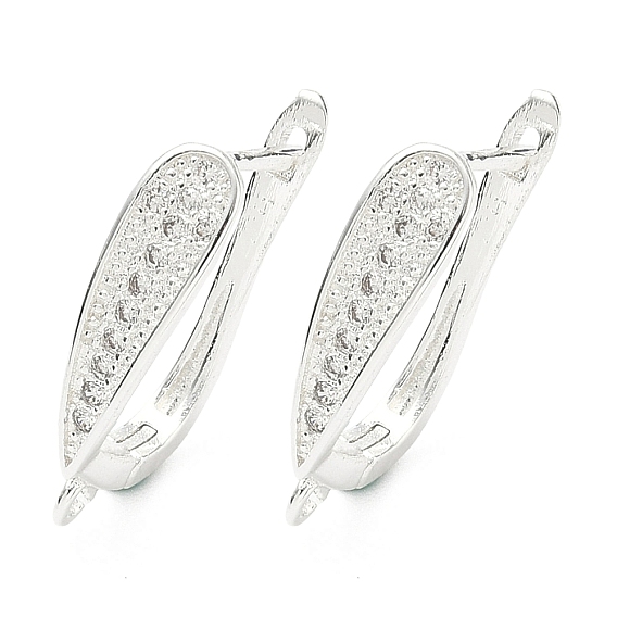 Латунные серьги-кольца из прозрачного кубического циркония, долговечный, без свинца и без кадмия, стойки покрытие, с петлей