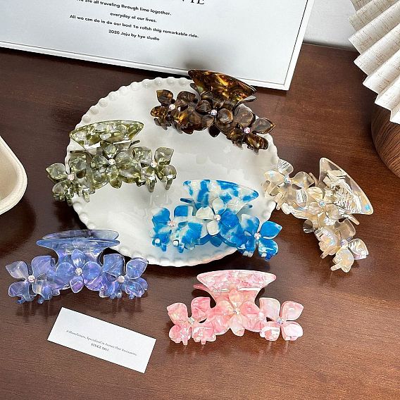 Заколки для волос в форме когтей из ацетата целлюлозы, аксессуары для волос для женщин и девочек, цветок