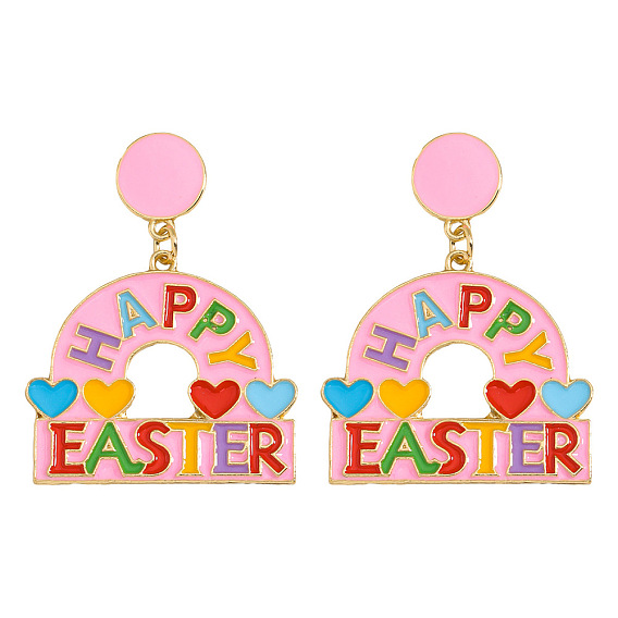 Серьги-гвоздики с эмалью из цинкового сплава, шляпа со словом «Счастливой Пасхи», золотые