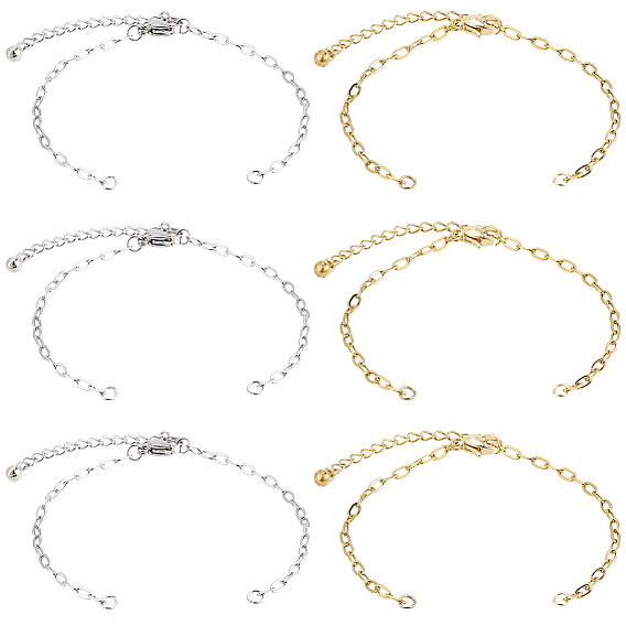 16Pcs 2 Colors 2.5MM 304 Stainless Steel Paperclip Chain Bracelet Making, Non-Tarnish