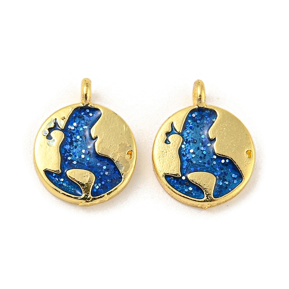 Стойки обшивки латунные прелести, с блестками эмалью, долговечный, без свинца и без кадмия, плоский круглый с подвеской в виде карты, реальный 18 k позолоченный