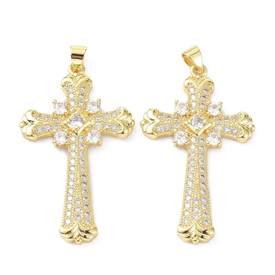 Латунные микро проложить кубический цирконий подвеска, долговечный, крестик, без свинца и без кадмия