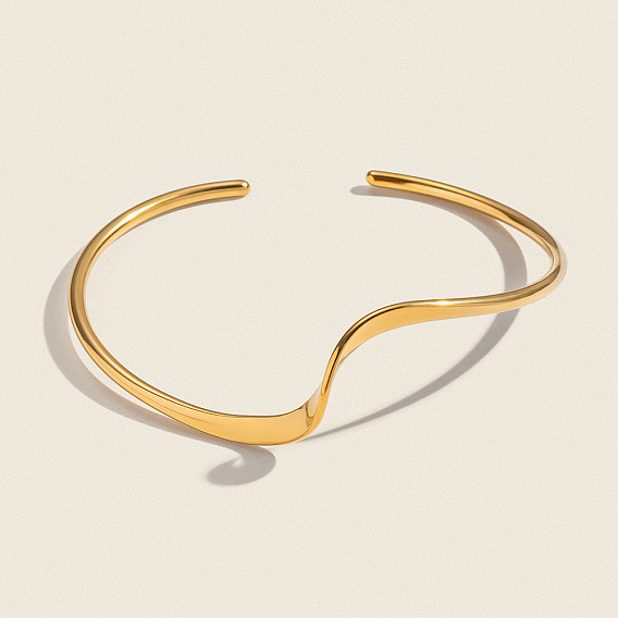Минималистичные волнообразные браслеты-манжеты из нержавеющей стали для женщин