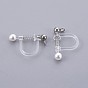 Plastic Clip-on Earring Findings, with Shell Pearl and 316 Surgical Stainless Steel Findings