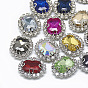 Sew on Rhinestone, Multi-strand Links, Glass Rhinestone, with Platinum Tone Brass Prong Settings, Garments Accessories, Oval