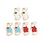 Alloy Enamel Pendants, Cadmium Free & Lead Free, Light Gold, Rabbit