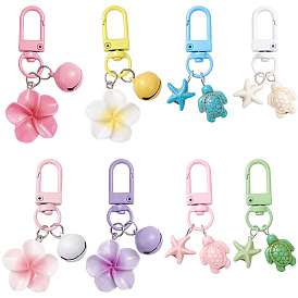 8шт. подвески из искусственной бирюзы в виде цветов, черепахи и морской звезды, с поворотными застежками сплава