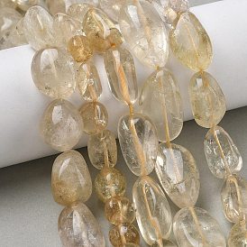 Нагретые нити из натуральных цитриновых бусин, самородки, упавший камень