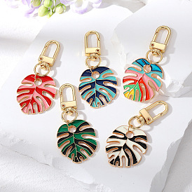Fashion ethnic style turtle back leaf boutique alloy exaggerated leaf keychain colorful plant pendant pendant accessories