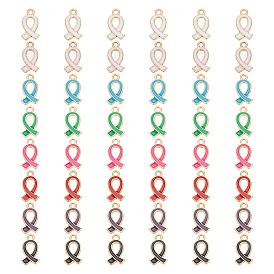 96 шт 8 цвета сплава эмалевые подвески, золотые, очарование ленты осведомленности