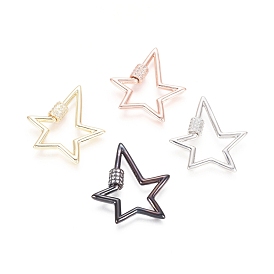 Laiton micro pave clair zircone cubique vis mousqueton charmes de verrouillage, pour la fabrication de colliers, étoiles