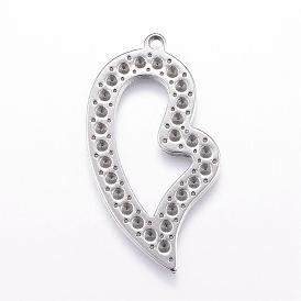 304 Stainless Steel Pendant Rhinestone Settings, Heart
