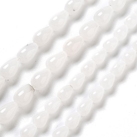 Natural White Jade Beads Strands, Teardrop